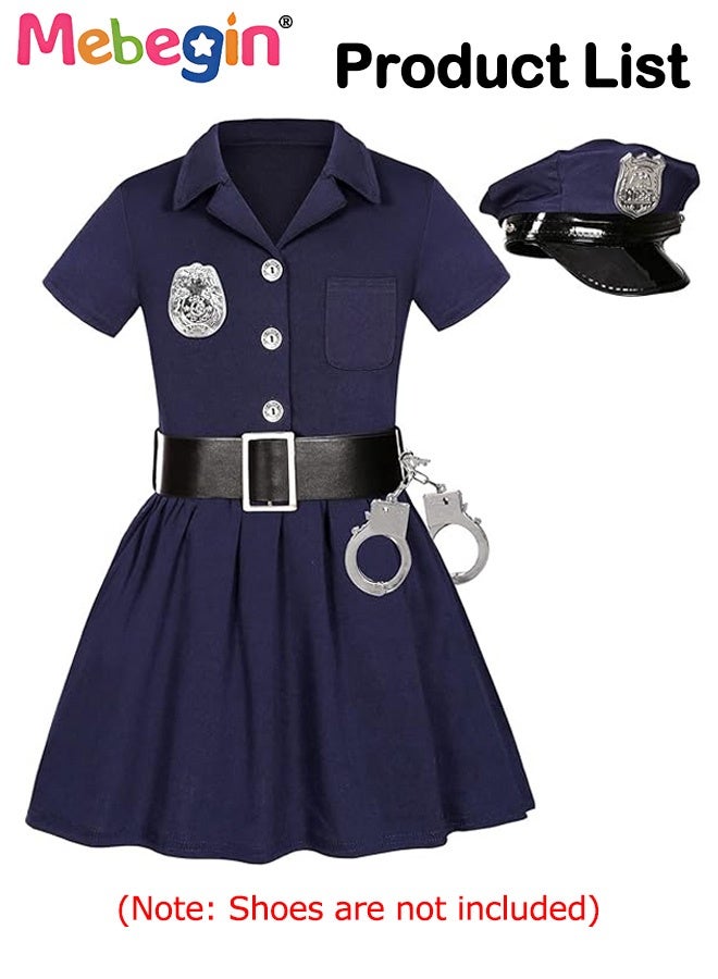 MEBEGIN Girls Police Uniform Set with Dress, Hat, Cap, Belt and Badges, Career Experience Attire for Kids, Cosplay Dress Up, Suitable for Party, Birthday, Funfair, Stage Performance, Cosplay and Any Other Special Occasions - Image 1